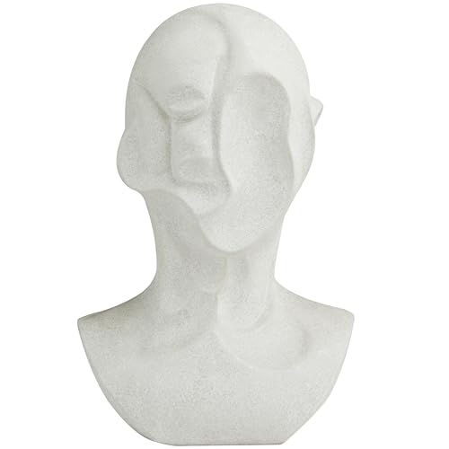 Escultura decorativa de cerámica blanca con cabeza cubista 19 pulgadas