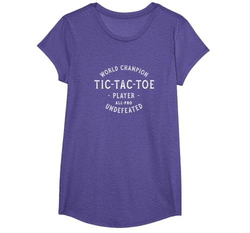 Retro World Champion Tic-Tac-Toe Player Undefeated T-Shirt, Girls, Purple Heather, X-Small