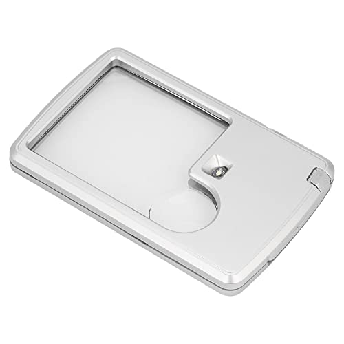 Sonew 【título】 Lupa Cuadrada LED de Bolsillo para Tarjetas de Crédito con Lente 3X 6X y Luz LED para Leer Libros y Observar Objetos Pequeños