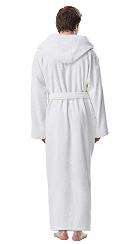 Arus Men's Hooded Classic Bathrobe Turkish Cotton Robe with Full Length Options