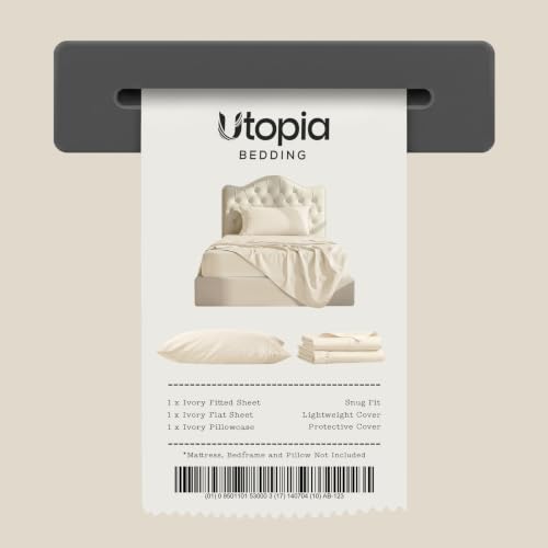 Image of Utopia Bedding Twin Size Sheet Set - 3 Piece Bed Sheets for Twin Size Bed, Soft and Breathable Microfiber, Includes 1 Fitted Sheet, 1 Flat Sheet and 1 Pillowcase - Oeko Tex (Ivory)