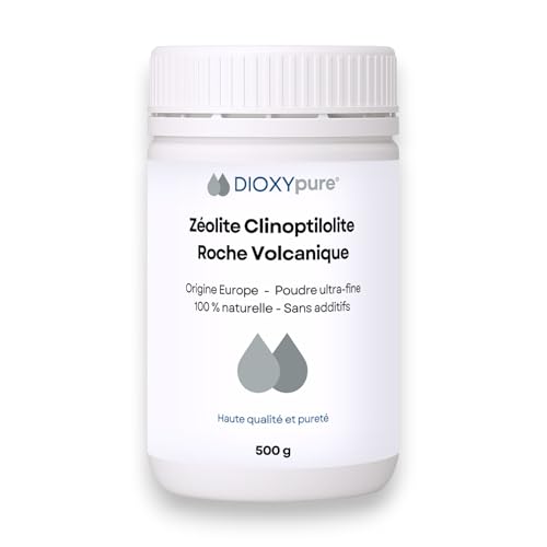 Zéolite - Roche volcanique pure et 100% naturelle - Pureté ≃94% en Clinoptilolite - Origine EU - 500g - Poudre ultra-fine - Sans additifs - testée et contrôlée en Allemagne