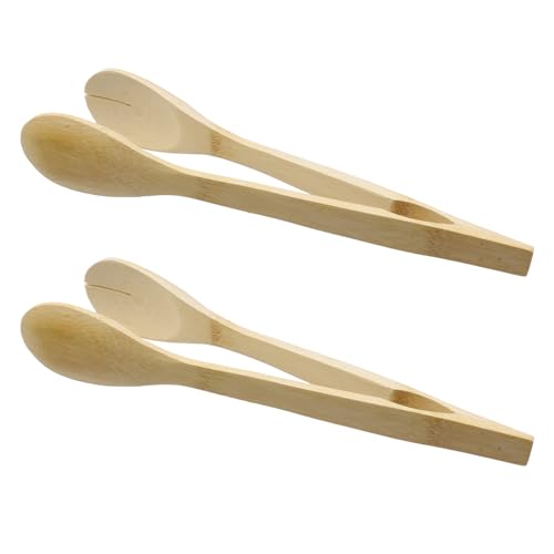 Pastlla 2Pcs 12" Wooden Tongs For Serving Food, Wooden Fruit Tongs Anti-slip Long Toaster Tong for Kitchen Cooking, BBQ, Buns, Bread, Steaks, Fruit, Vegetables