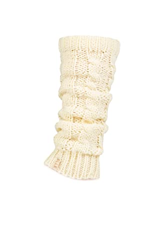 ELLE Ladies 1 Pair Chunky Cable Knit Leg Warmers - Cream One Size