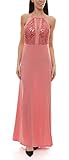 melrose neckholder top mit blumenprint  Melrose Abiball-Kleid mit Pailletten besetztes Damen Maxi-Kleid mit Neckholder Abend-Kleid Ball-Kleid Rosé, Größe:36