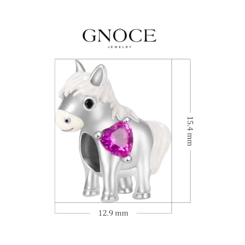 Image of GNOCE Embraces Heart Gemstone Bead Charms 925 Sterling Silver Rabbit Horse Triceratops Snake Monkey Cat Platypus Sloth Bear Pig Yak Ghost Matryoshka Doll Jewelry Gift for Women
