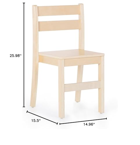 Guidecraft Stackable Wooden Classroom Chair, 14" Seat Height Solid Wood School Furniture, 4-Pack - Image 2