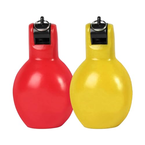 2 silbatos deportivos portátiles de PVC color amarillo y rojo miniatura 1