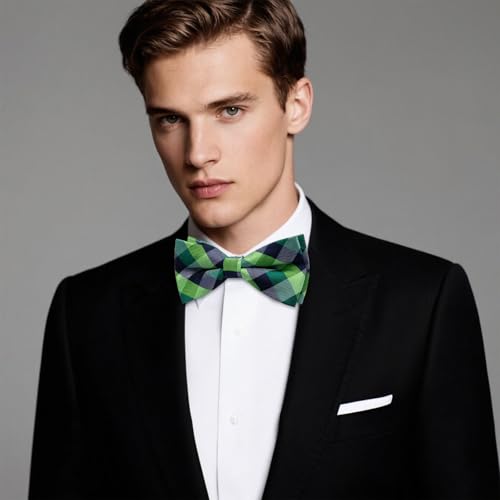 Image of Dubulle Mens Paisley Striped Bowtie Set Pre-tied Bowtie for Men and Pocket Square Set Wedding Business