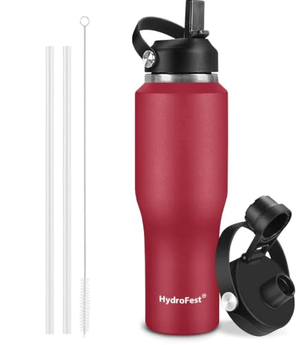 Image of 32oz Water Bottle Insulated with Straw,Leak Proof Water Bottles,Mens Water Bottle Stainless Steel for Gym,Hiking,Travel,Sport,1 Liter,Bpa free
