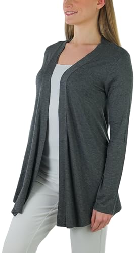 Image of ToBeInStyle Womens Open Front Long Sleeve Lightweight Asymmetrical Draped Cardigan with Side Pockets