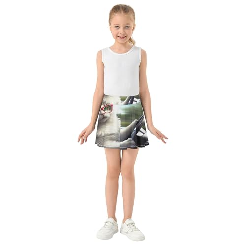 Clothes Girls Skorts Athletic Shorts Skirts with Shorts Flowy Skort Cute Cat Driver Funny 4t3