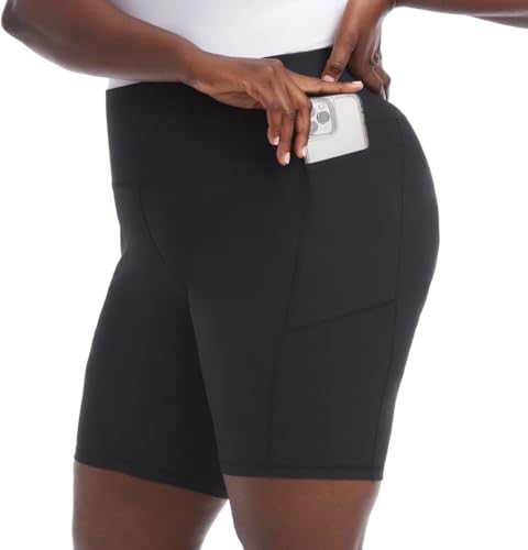 Danskin Pacote com 2 shorts femininos de bicicleta de peso médio, Acádia marrom/preto com nervuras,
