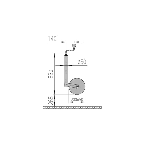 mb-m® 902488 AL-KO 243888 Stützrad Ø 60mm 500 kg Stützlast Profi starr PKW Anhänger Wohnwagen