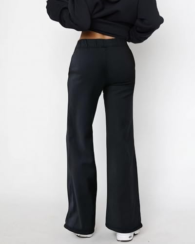 Wide Leg Sweatpants for Women Baggy Low Rise Bell Bottom Flare Sweat Pants Teen Girls Cute Yoga Joggers with Pockets3