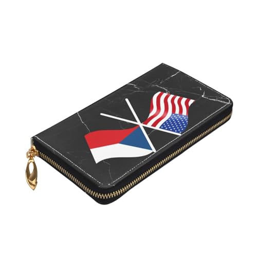 American And Czechia Flag Wallet Card Bag4