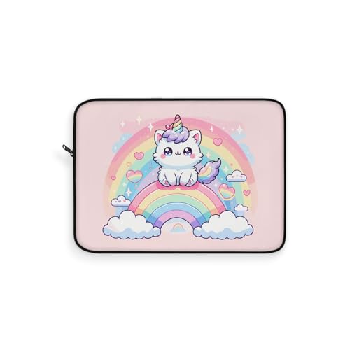 Funda para laptop con diseño de gato arcoíris para la universidad