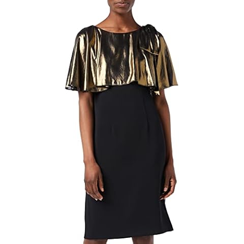 Gina Bacconi Women's Crepe and Metallic Chiffon Dress Cocktail, Black/Gold, 18 Cover
