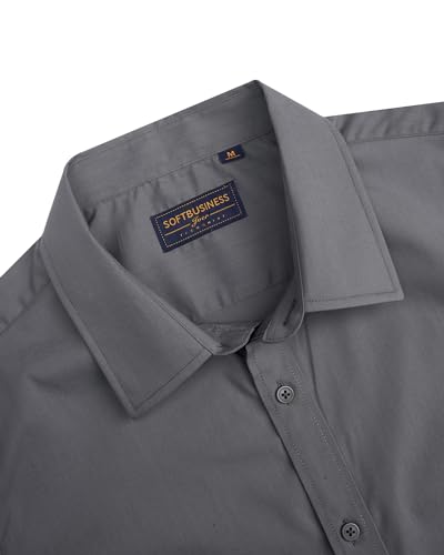 Image of J.VER Men's Short Sleeve Dress Shirts Stretch Stain Shield Casual Button Down Shirts Solid Formal Shirt