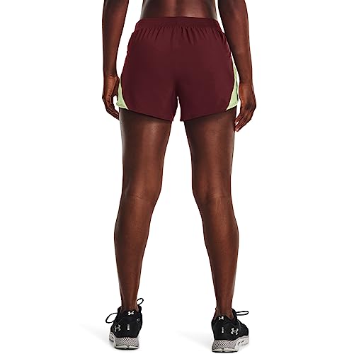 Under Armour Womens Fly By 2.0 Running Shorts , (692) Chestnut Red / Phosphor Green / Reflective , Medium #TOP1