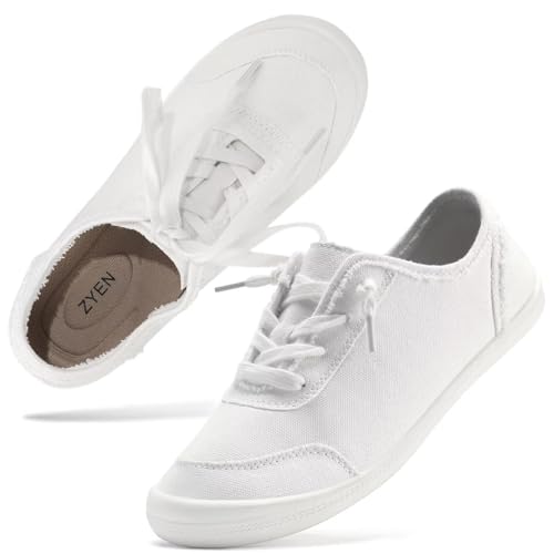 ZYEN Arch Support Shoes for Women – Canvas Casual Sneakers Low Top, Orthopedic Walking Shoes Women, Non Slip Fashion Sneakers Outdoor Top 5-11