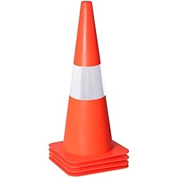 18 Inch 4 Pack Traffic Safety Cones with Reflective Collars,Orange Hazard Caution Cone Road Street Parking Cone, Plastic Cone for Driving Practice,Construction Keep Security Distance Barriers