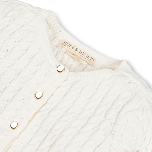Image of Hope & Henry Girls' Long Sleeve Fancy Cardigan Sweater with Stripe Trim