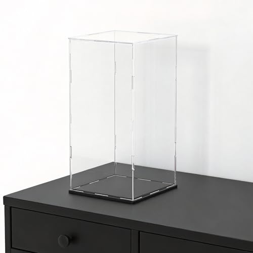 Image of Acrylic Display Case for Red Wine Bottle and Dolls, Versatile Clear Acrylic Display Box with Black Base for Showcase and Displaying, 5x5x14-inch