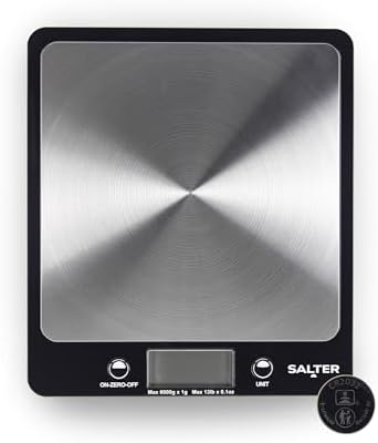 Salter Evo Digital Kitchen Scale – Electronic Square Food Scale, Add & Weigh Multiple Ingredients, 6kg Capacity, Aquatronic For Measuring Liquids, Easy Read LCD Display, Includes Battery