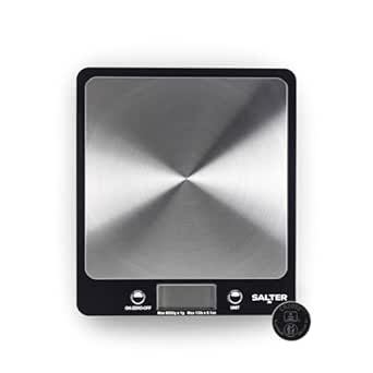 Salter Evo Digital Kitchen Scale – Electronic Square Food Scale, Add &amp; Weigh Multiple Ingredients, 6kg Capacity, Aquatronic For Measuring Liquids, Easy Read LCD Display, Includes Battery