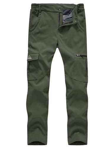 Gopune Women's Snow Ski Waterproof Softshell Snowboard Pants Outdoor Hiking Fleece Lined (Army Green,L)