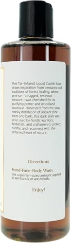 Image of Claya Pine Tar Liquid Castile Soap - Organic Ingredients, Biodegradable, Gentle for Sensitive Skin and Versatile Use (2 Pack of 16 fl oz (Disc Cap))