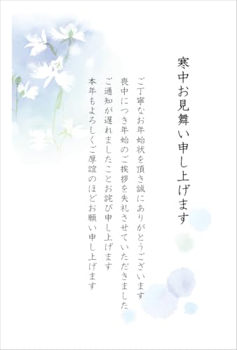 寒中見舞いハガキ 喪中タイプ 10枚 文章印刷済み 私製はがき 切手なし 郵便ハガキ 文章あり 文章付き 文字入り 弔事用 イラスト付き 絵柄付き 手書き記入タイプ (サギソウ, 私製・切手なし) - ＭＵＳＩＣ　ＰＬＡＹＩＮＧ - 商品画像