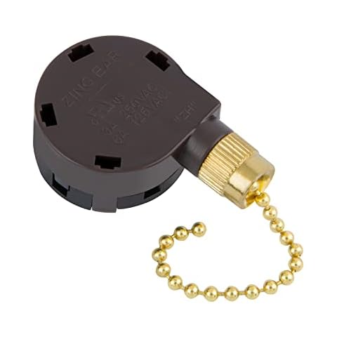 ZE-268S5 Ceiling Fan Switch 4 Speed 5 Wire Pull Chain Switch Ceiling Fan Replacement Parts Fan Accessories Speed Control Switch (Brass Chain) Cover