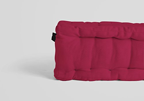 Grand pouf de sol 60 x 60 en toile solide teintée rose fuchsia et gris - 5