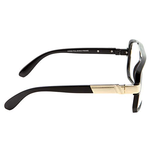 Classic Square Frame Plastic Flat Top Aviator Glasses Metal Trimming Clear Lens4