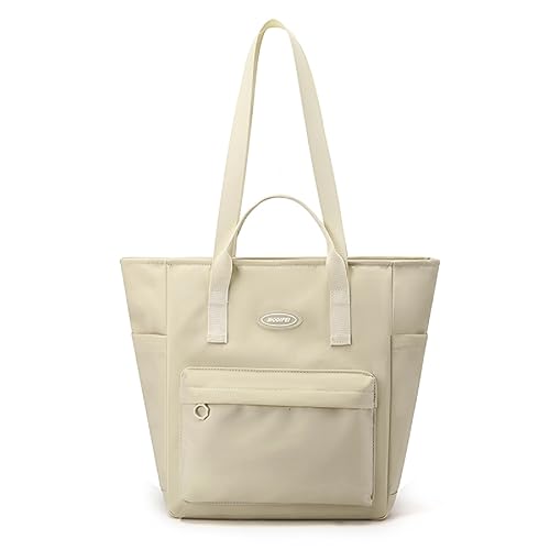 CCSYUS Damen-Tragetasche, Schultertasche, Nylon, große Tragetasche mit Reißverschluss, für Damen, Teenager, Arbeit, Schule, Uni, Reisen, täglichen Gebrauch, beige CCSYUS Damen-Tragetasche, Schultertasche, Nylon, große Tragetasche mit Reißverschluss, für Damen, Teenager, Arbeit, Schule, Uni, Reisen, täglichen Gebrauch, beige