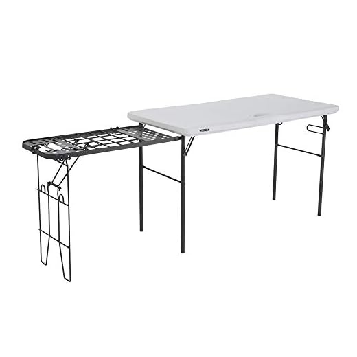 Lifetime Folding Tailgate Camp Table with Grill Rack, White
