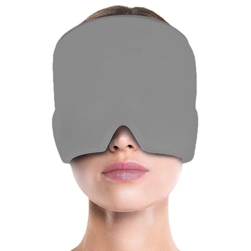 Maschera per l'Emicrania, Cappello Emicrania,Cappello Mal di Testa,Berretto per l'Emicrania Cuscinetto di Raffreddamento per Emicrania Cappello Mal di Testa Gel Ghiaccio(Grigio)