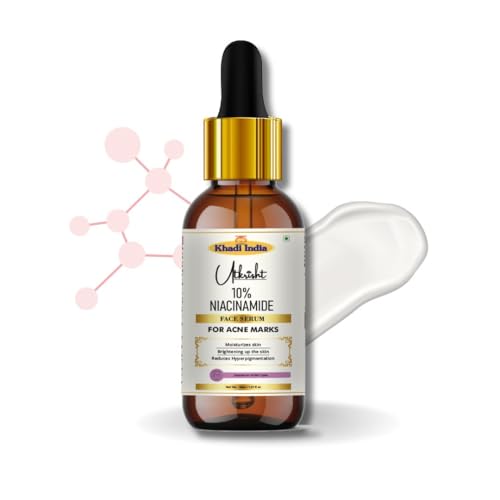 Image of khadi 10% Niacinamide Face Serum, Vitamin B3 Skin Brightening for Acne Marks and Pigmentation, Oil Free, 30ml