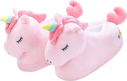 Pink Unicorn Slippers Adults Women Cute Soft Plush Animal Slippers Bedroom Shoes US 6-10