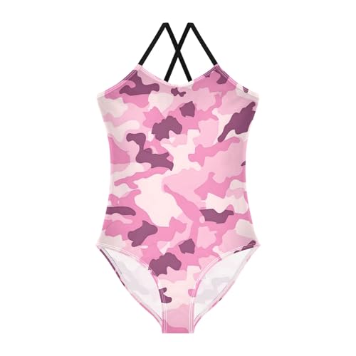 Pink Camouflage Military Pattern Girls One-Piece Swimsuit Beach Bathing Suit