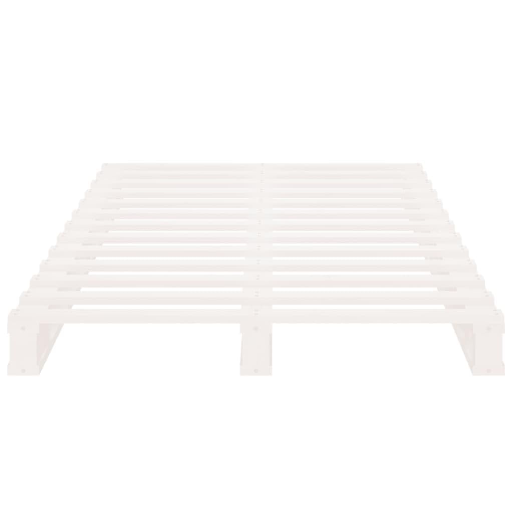 90x200 cm White Solid Pine Wood Pallet Bed Frame with Slats | Low-profile platform design fits standard single mattresses, ideal for kids, teens, or guest bedrooms.