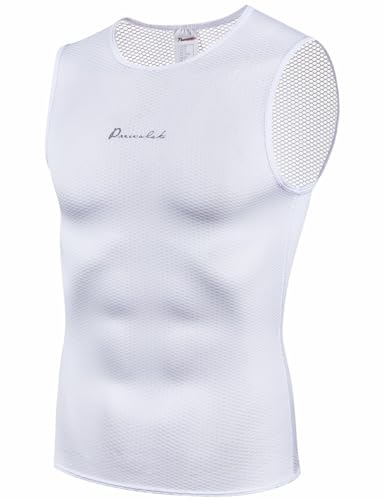 Przewalski Tank Top Herren Sport Atmungsaktiv Baselayer Herren Fahrrad Radtrikot Herren für Laufen und Radfahren Weiß L