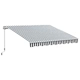 Outsunny - Tenda da Sole con Braccia articolate, Protezione Solare, manovella per Balcone, Alluminio, Grigio + Bianco, 2,95 x 2,5 m