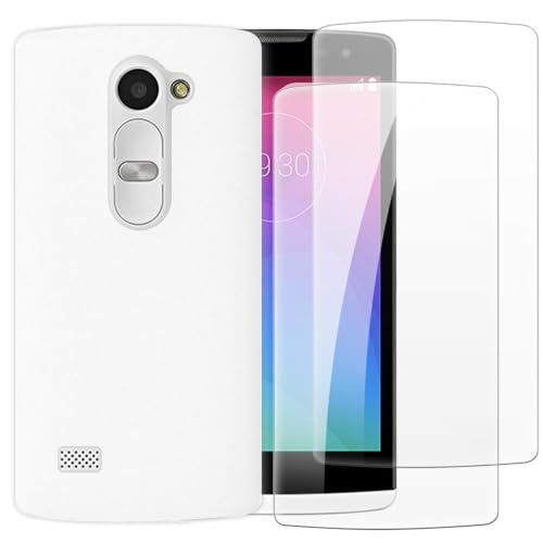 Shantime Case with 2 Pack Screen Protector Combo Compatible with LG Leon LTE, Shockproof Cover and Tempered Glass Set for Full Body Safety(White)