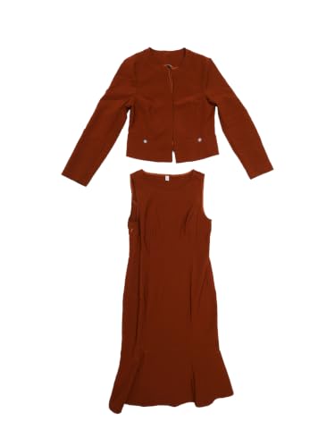 Image of Allegra K 2 Piece Suit Dress Set for Women's Cropped Blazer and Sleeveless Mermaid Business Dress