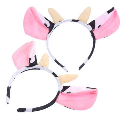 Balacoo Diadema de Peluche Orejas de Vaca para Fiestas y Eventos de Disfraces, Ligera y Cómoda, Pack de 2 Piezas de Tela Blandita