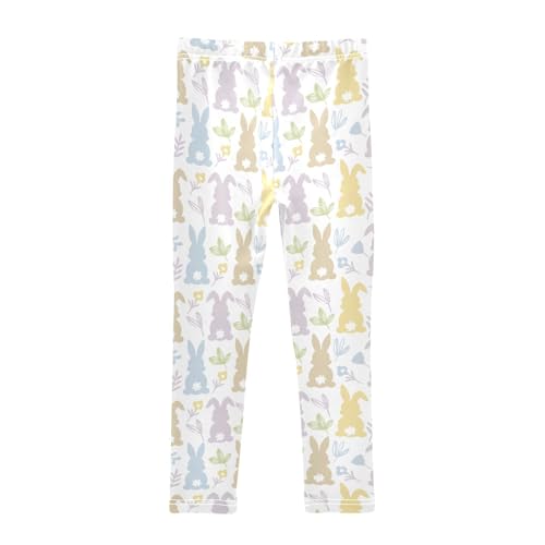 Pastel Bunny Girls Leggings,Workout Leggings for Girls Toddler Athletic Leggings Size for 3-10T2