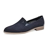 CentroPoint Women's Breathable Penny Loafers Low Block Heel Slip-on Shoes Pointed Toe Dress Flats wi